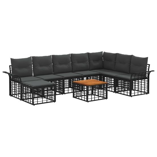 Ensemble de canapés d'extérieur 9 pc noir et gris foncé