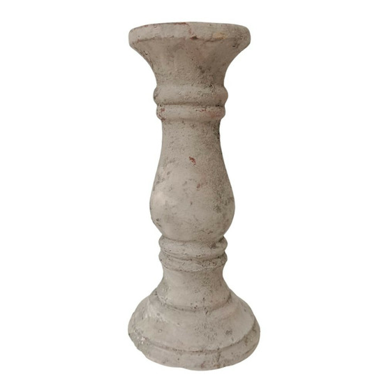 Bougeoir chandelier photophore ancien ciment vieilli gris marron 16cm