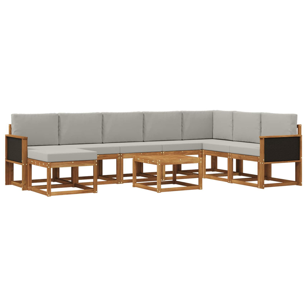 Ensemble de canapés d'extérieur 9 pcs naturel et gris clair