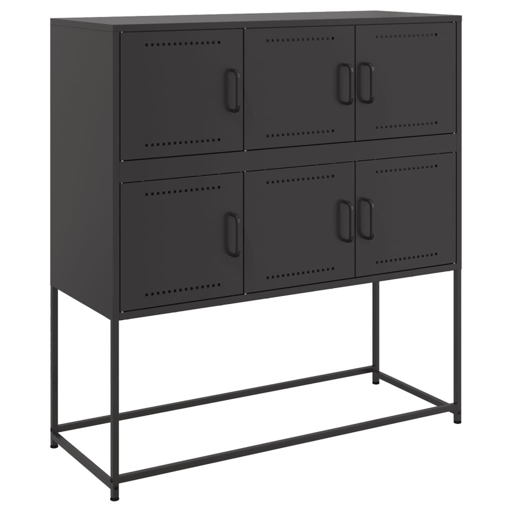 Buffet bahut commode armoire meuble de rangement organisateur cuisine salle de séjour salon 100,5 x 39 x 107 cm acier noir 02