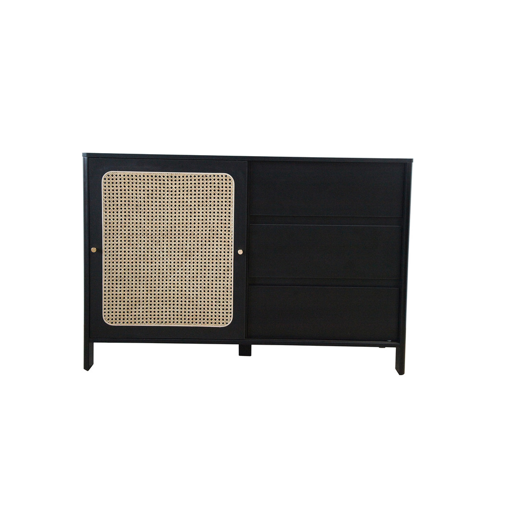 Buffet en bois noir et cannage bali