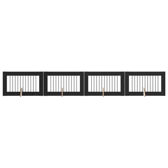 Portillon pour chien avec supports 4 pcs chêne noir 100 x 60 cm