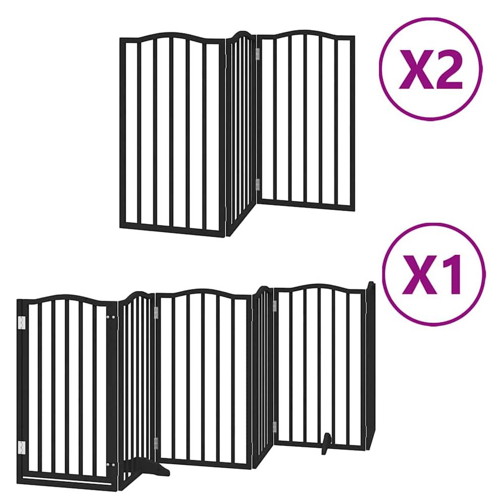 Barrière pour chien porte pliable 12panneaux noir bois peuplier