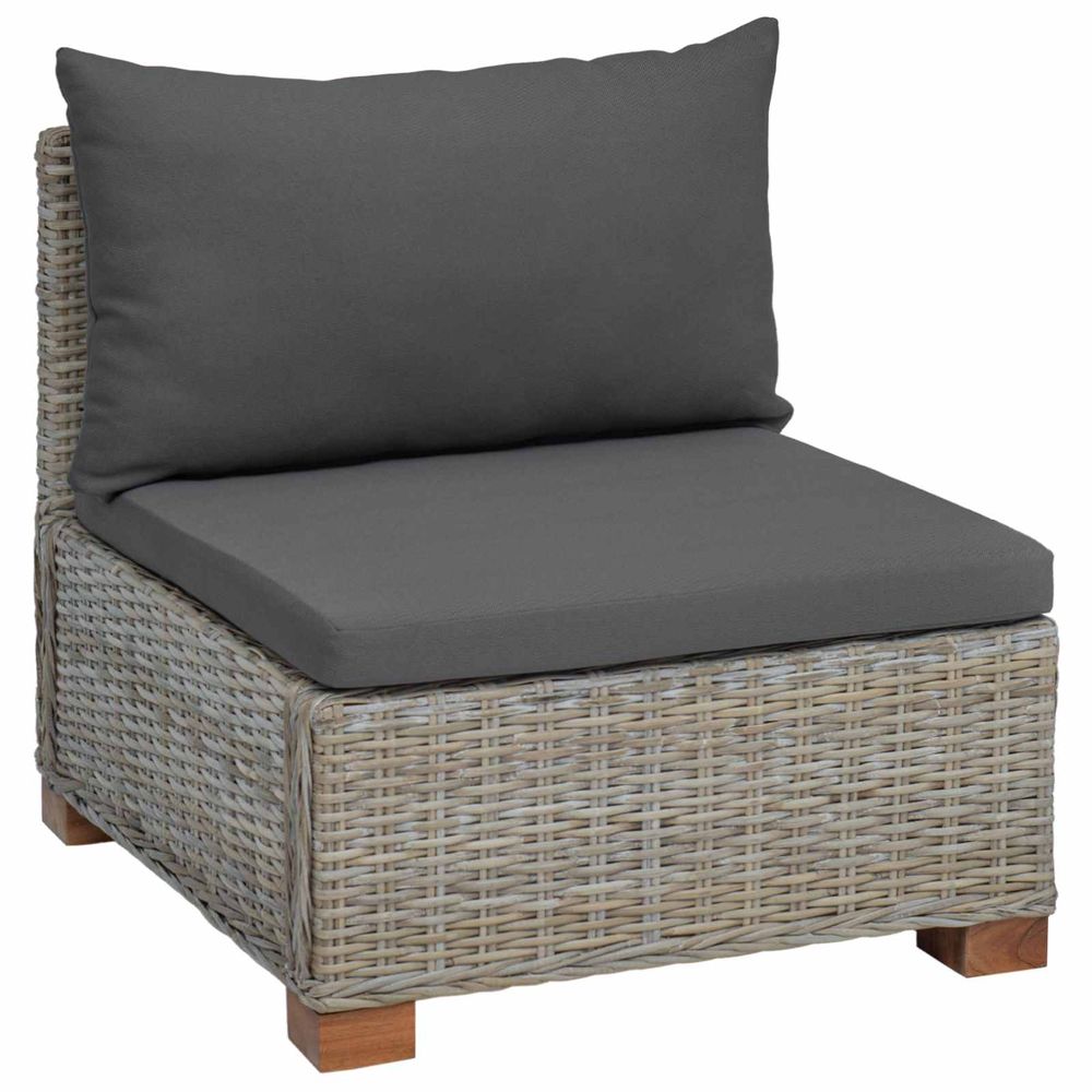 Canapé milieu avec coussins gendt rotin naturel gris kubu