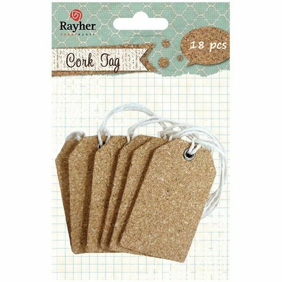 18 étiquettes en liège avec ficelles