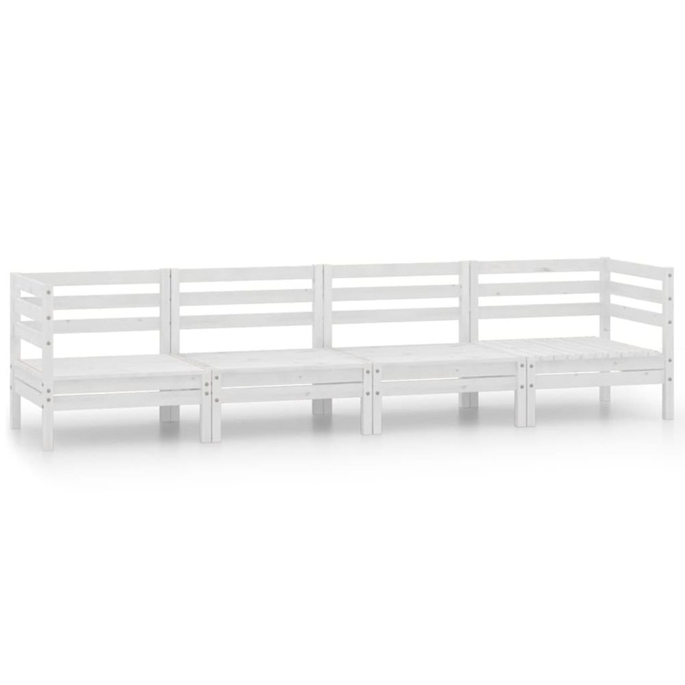 Salon de jardin 4 pcs blanc bois de pin massif