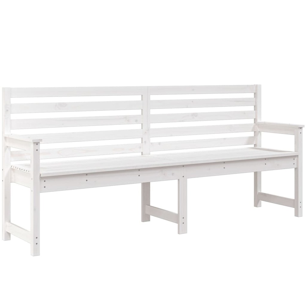 Banc de jardin meuble de patio d'extérieur terrasse blanc 203,5 x 48 x 91,5 cm bois massif de pin