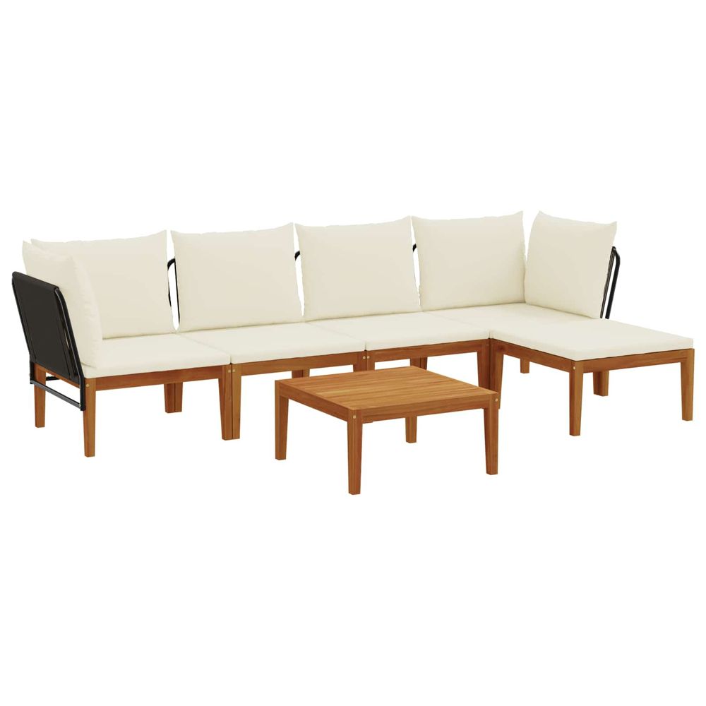 6 pc bois d'acacia massif et corde naturel