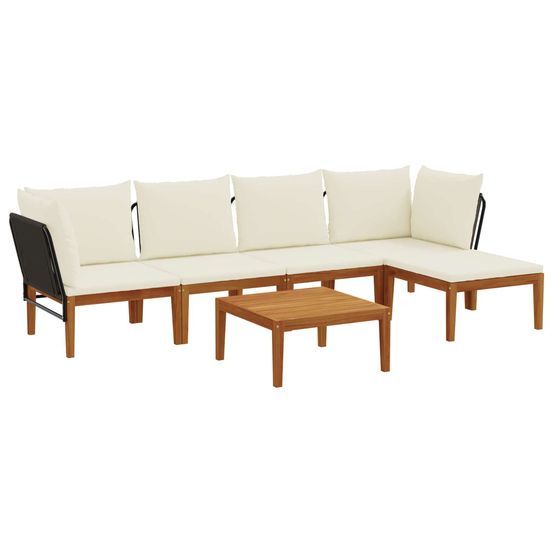 6 pc bois d'acacia massif et corde naturel