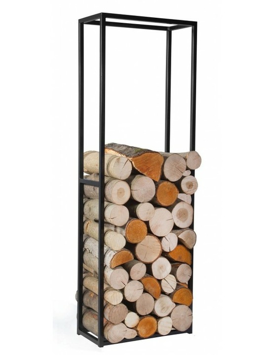 Range-bûches rectangulaire en acier noir