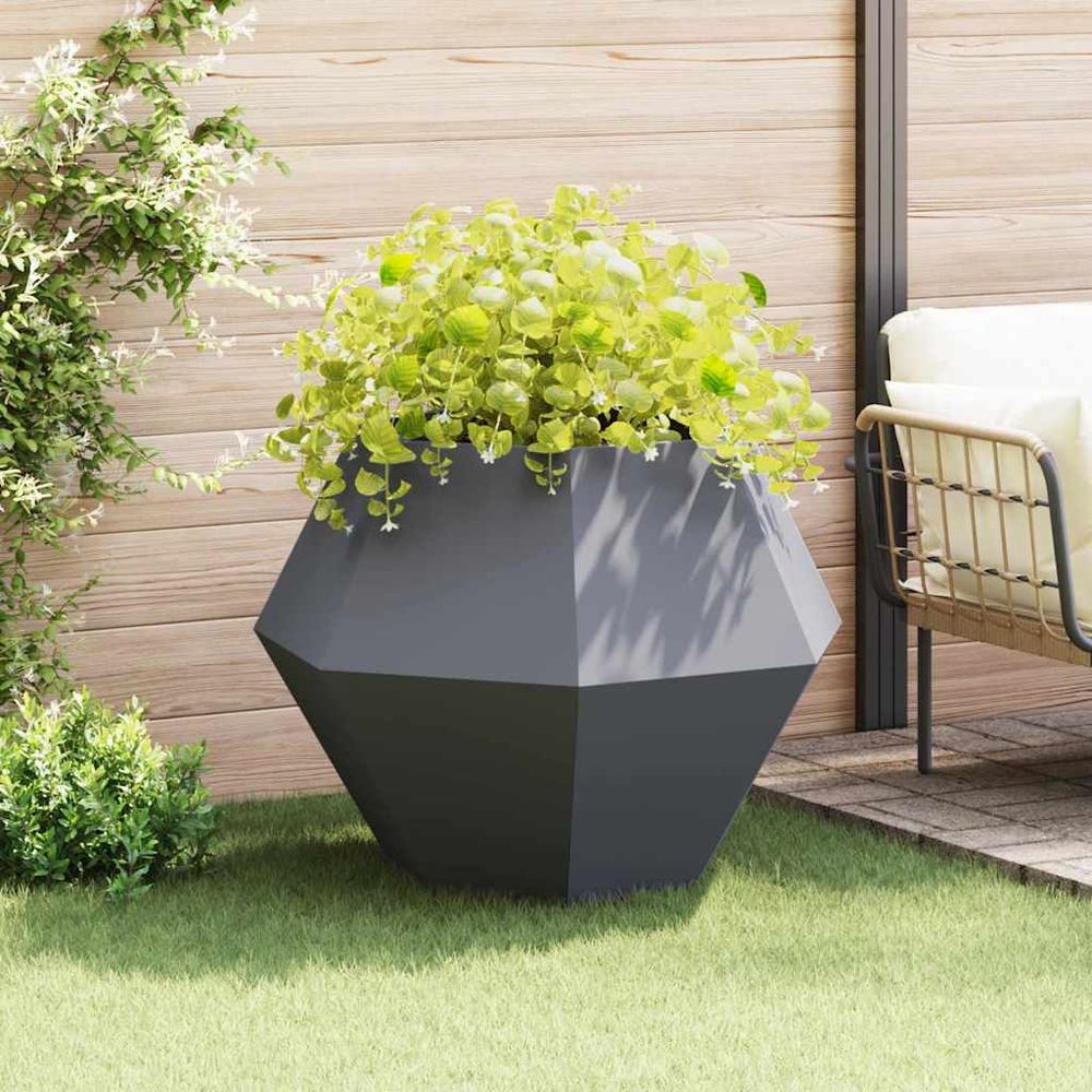 Jardinière carrée acier potager surélevé jardin anthracite 100x100cm