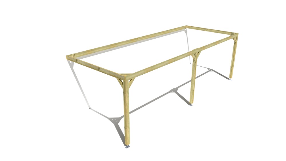 Pergola bois • 8m x 3m • adossée • cadre simple • livraison comprise