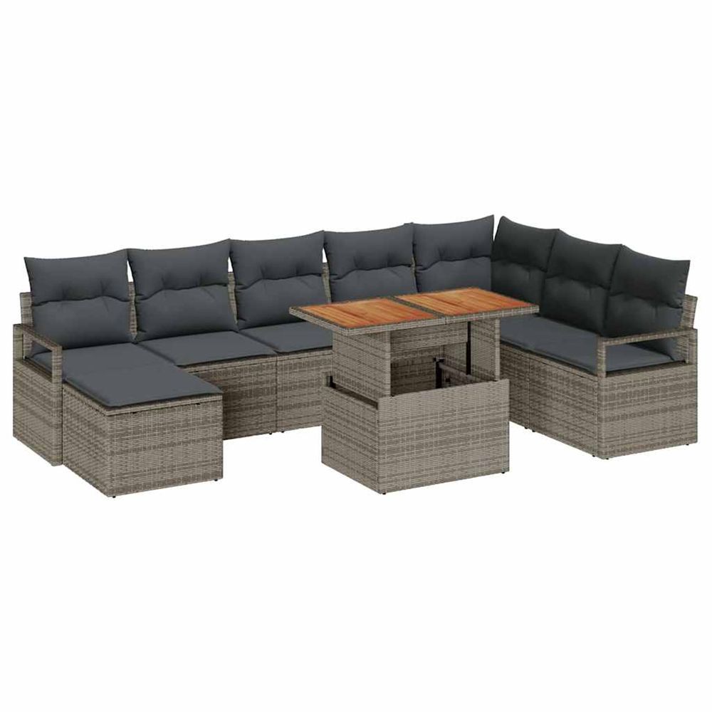 Ensemble de canapé de jardin 9 pc gris poly rotin
