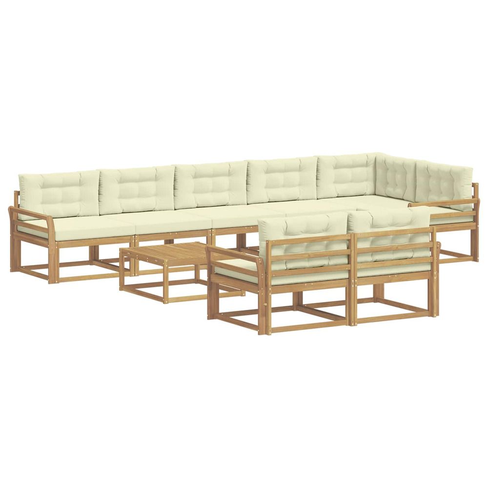 Ensemble de canapés d'extérieur 9 pc blanc et crème polyester