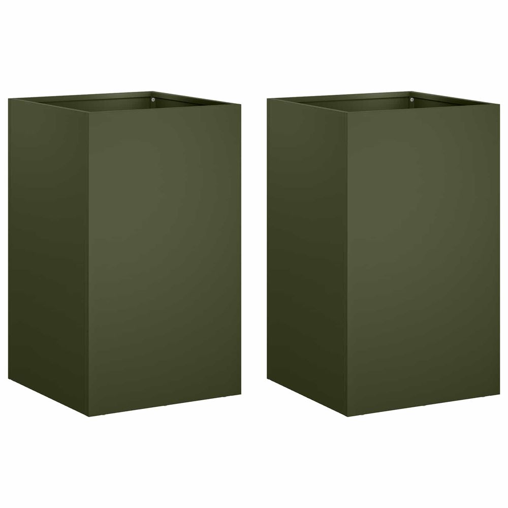 Cache-pot de jardin 2 pc vert olive 40 x 40 x 50 cm