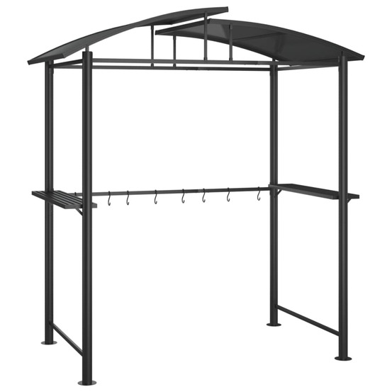Gazebo bbq et étagères latérales anthracite 210x114x230cm acier