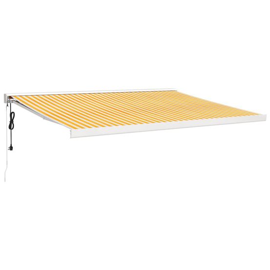 Auvent rétractable jaune et blanc 400 × 300 cm tissu et métal
