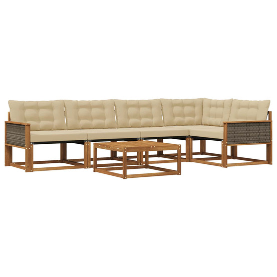 Ensemble de canapés d'extérieur 6 pcs naturel et beige