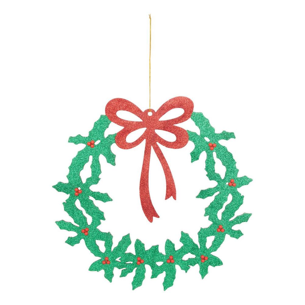Couronne de noël en bois houx et nœud d. 30 cm