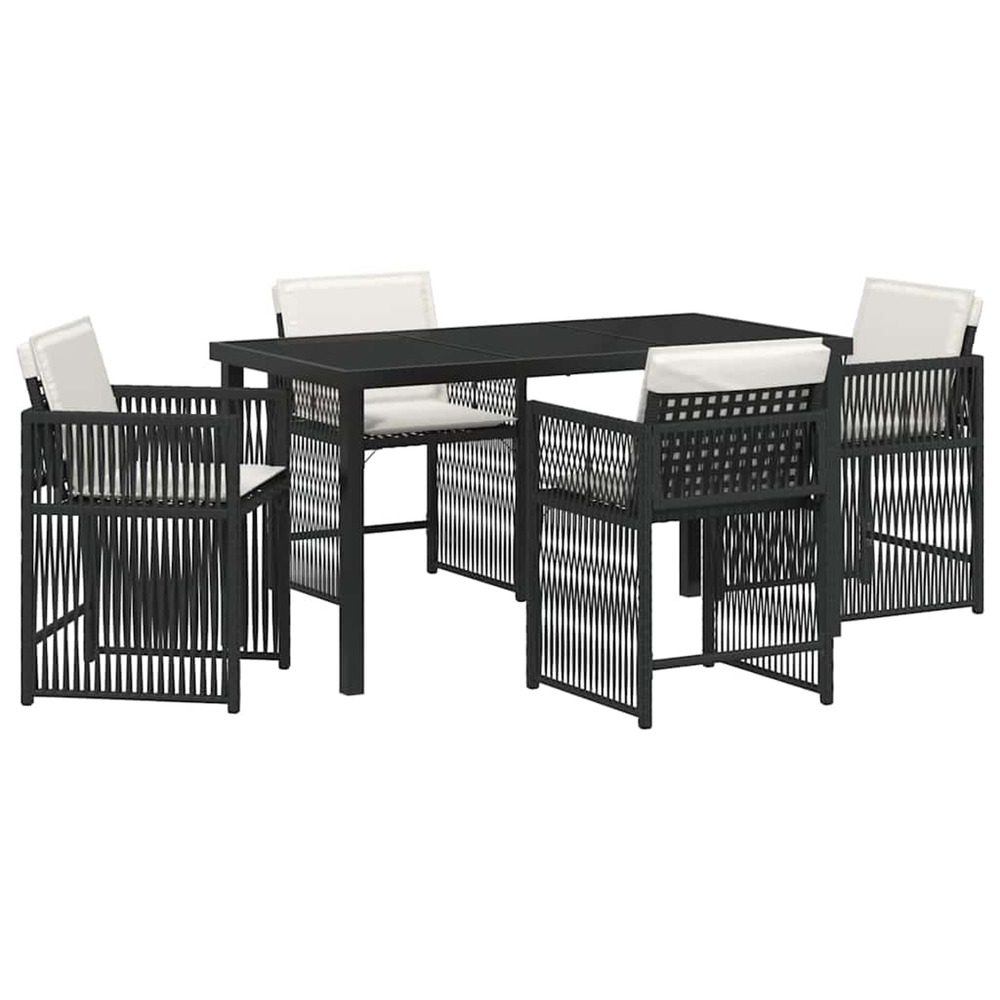 Ensemble de salle à manger pour jardin 5 pcs noir polyrotin