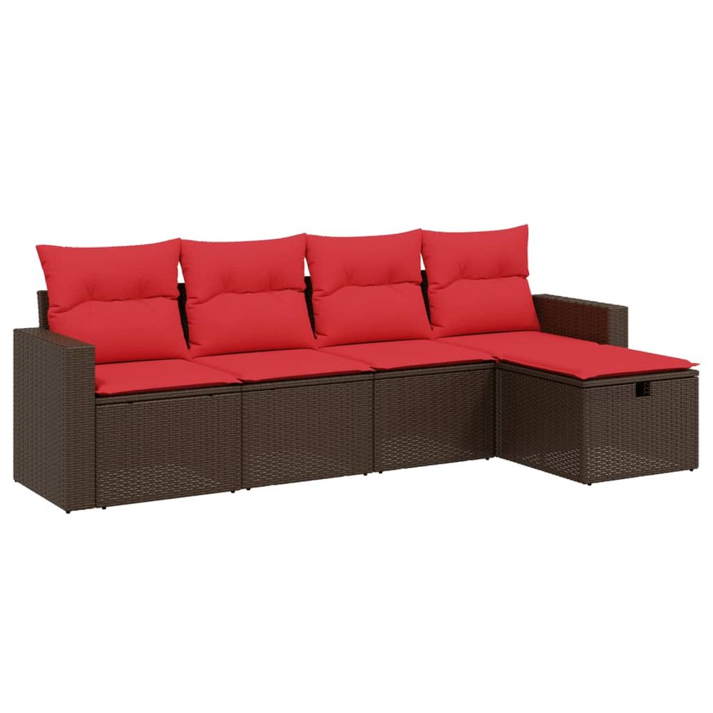 Ensemble de canapé de jardin 5 pcs avec coussins marron