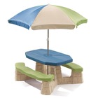 Table de pique-nique avec parasol aqua