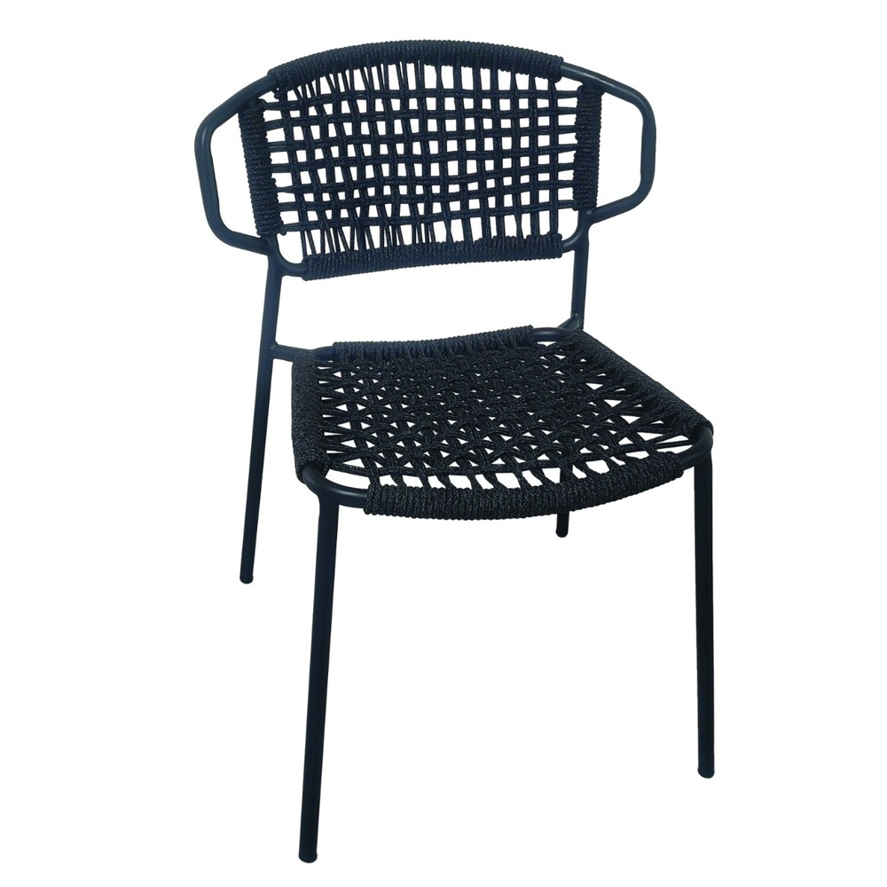 Chaise en métal et corde noir, flores