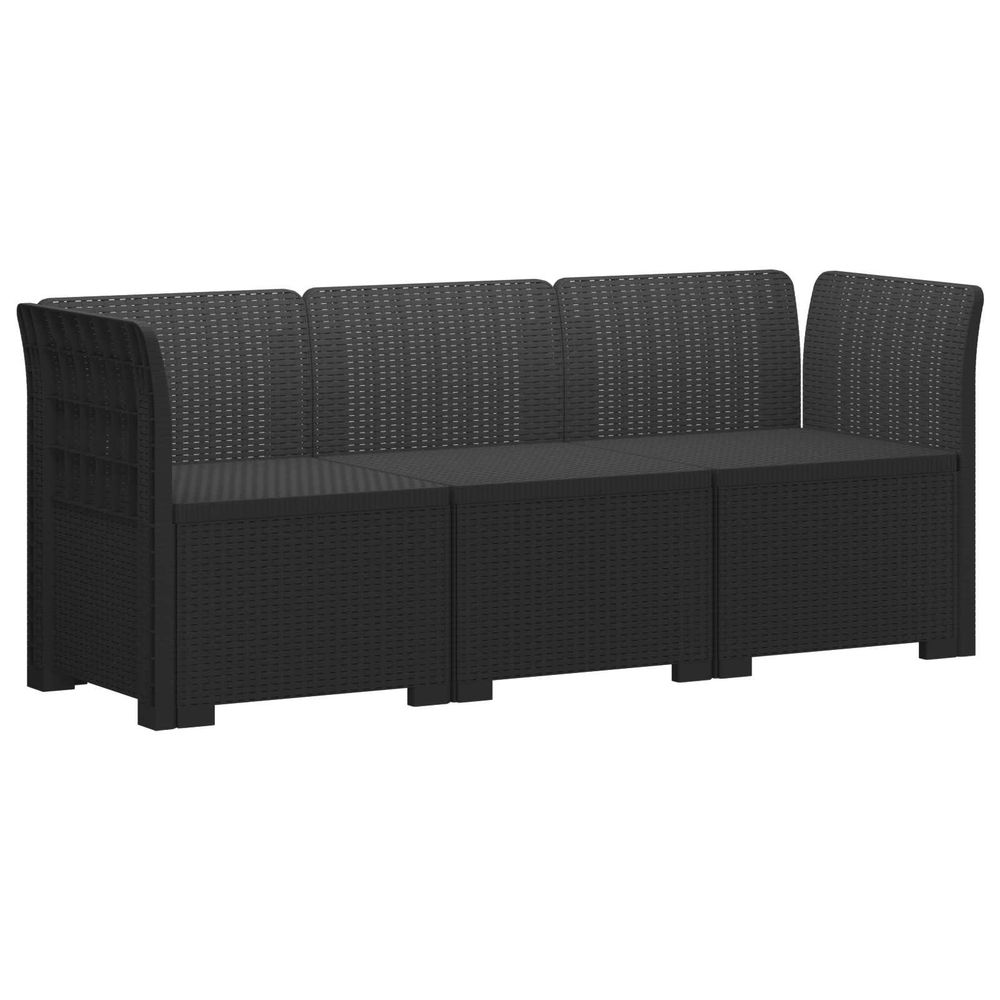 Canapé de jardin 3 places aspect rattan pp anthracite