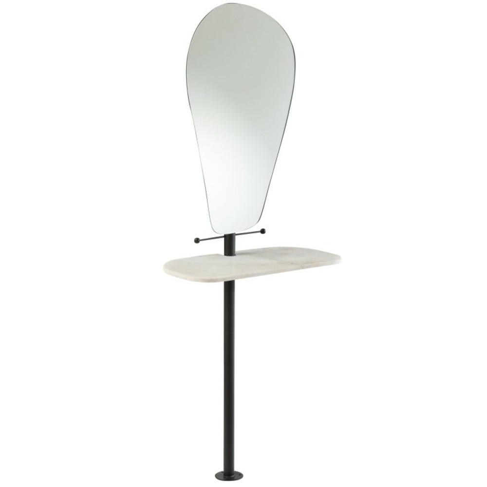 Miroir avec étagère en métal et marbre blanc 65x30x185 cm