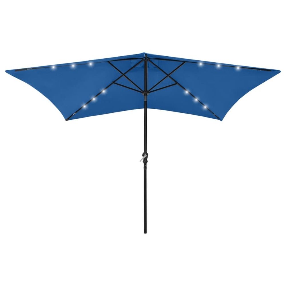 Parasol avec led et mât en acier 2 x 3 m bleu azuré