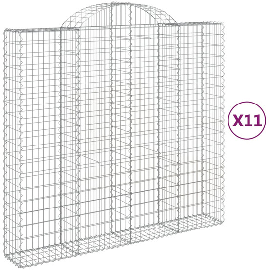Paniers à gabions arqués 11 pcs 200x50x180/200 cm fer galvanisé