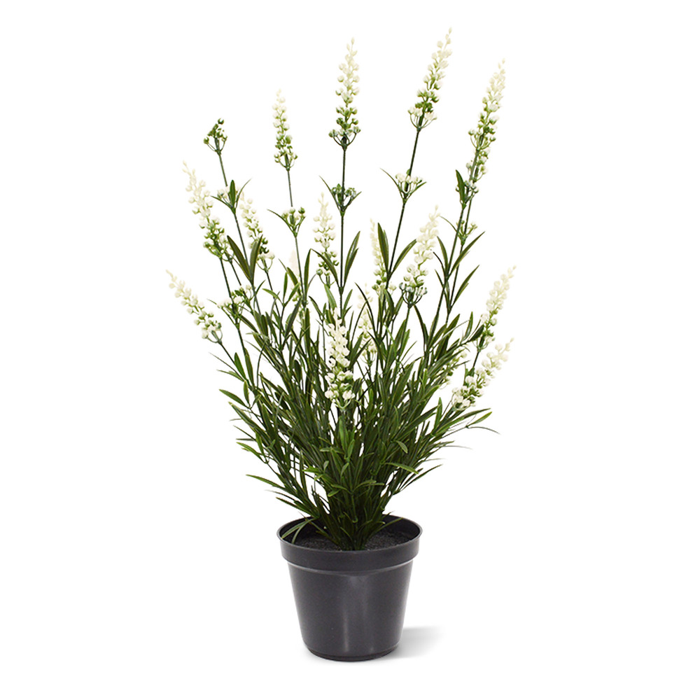 Lavande plante artificielle 50 cm uv blanc en pot