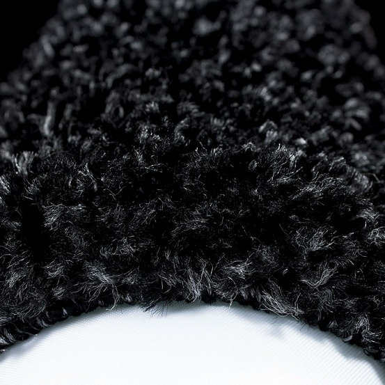 Tapis rond poils longs shaggy ø120cm tissé gris et anthracite motif simple