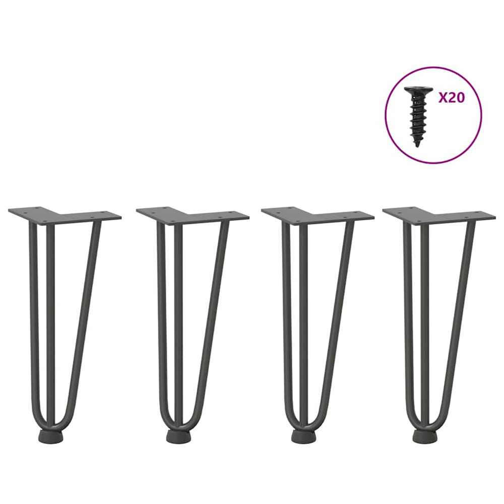 Pieds en épingle à cheveux pour table basse 4 pièces anthracite 30 cm acier massif