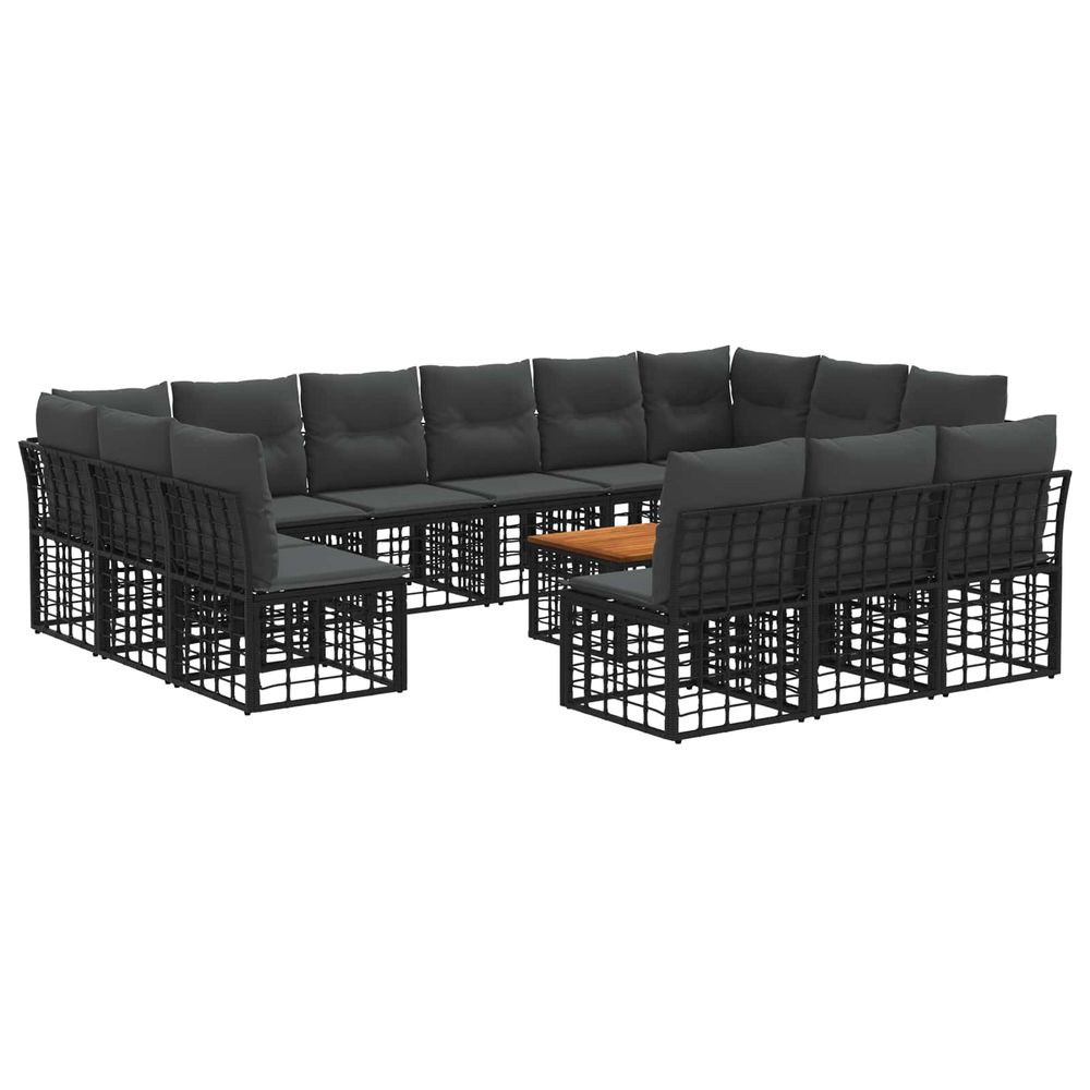 Ensemble de canapés d'extérieur 14 pc noir et gris foncé