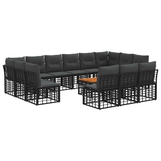 Ensemble de canapés d'extérieur 14 pc noir et gris foncé