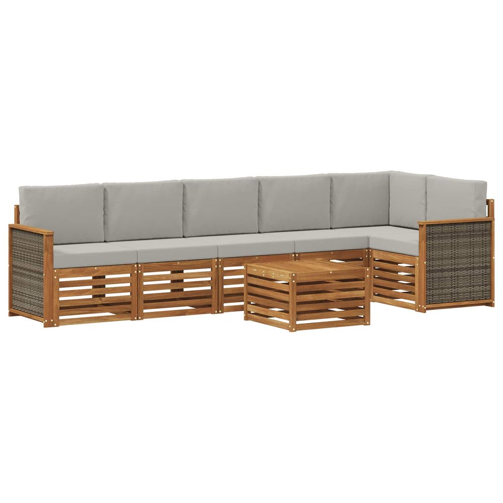 Ensemble de canapés d'extérieur 6 pc naturel et gris clair