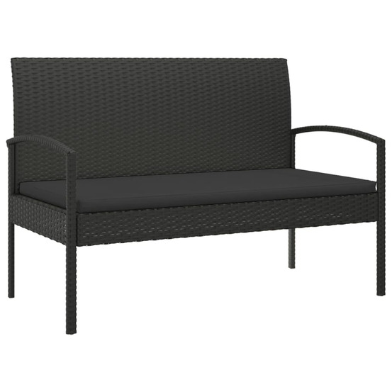 Banc de jardin avec coussin noir 105 cm résine tressée