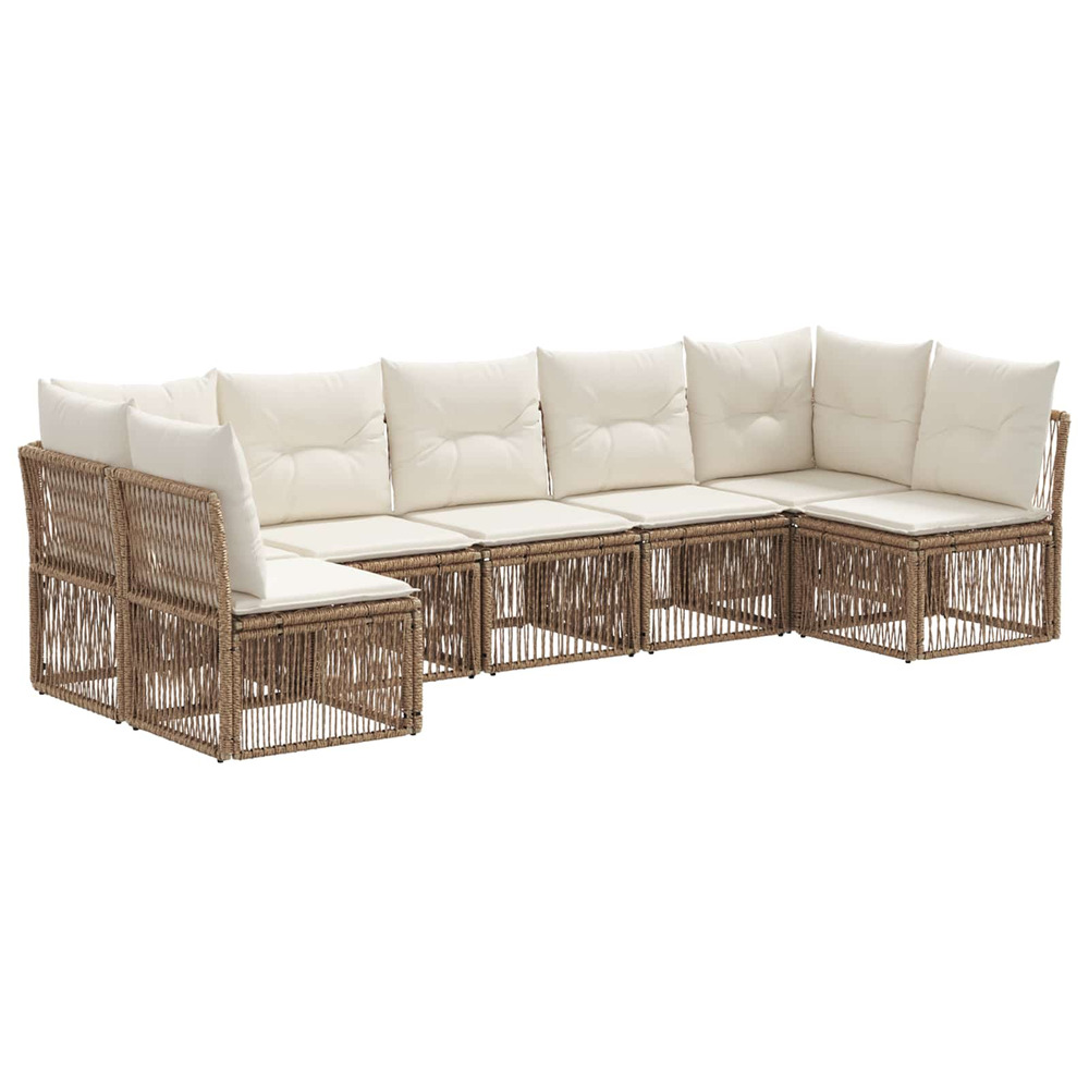 Ensemble de canapé de jardin 7 pcs beige polyrotin