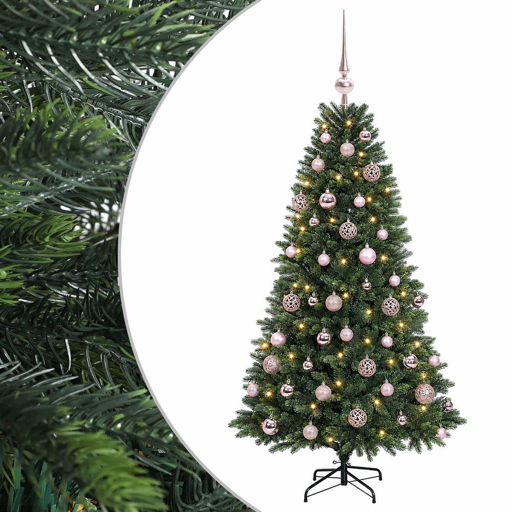 Arbre de noël artificiel avec boule 150 cm 150 led blanc chaud