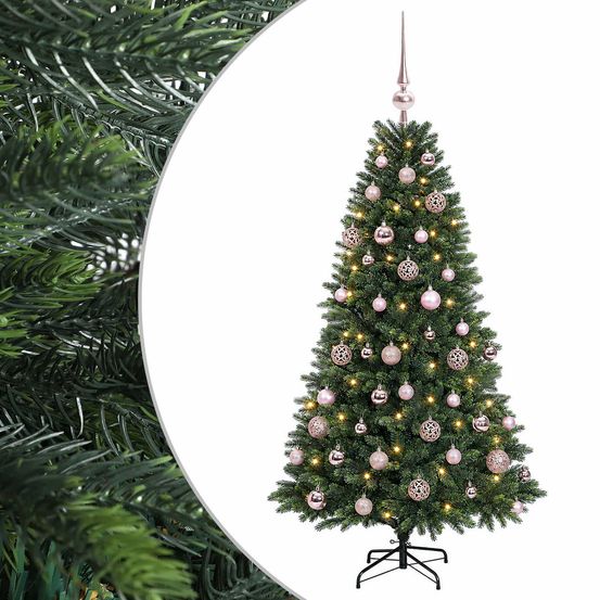 Arbre de noël artificiel avec boule 150 cm 150 led blanc chaud