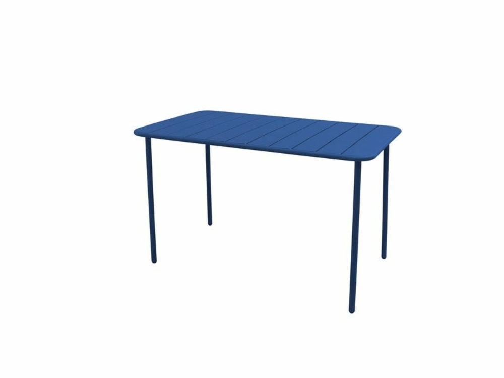 Table de jardin de repas café rectangulaire bleu 4 personnes