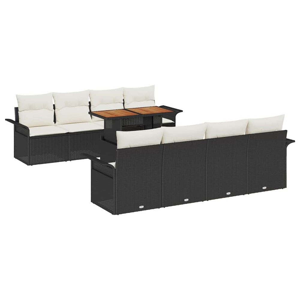 Ensemble de canapé de jardin 9 pc noir poly rotin
