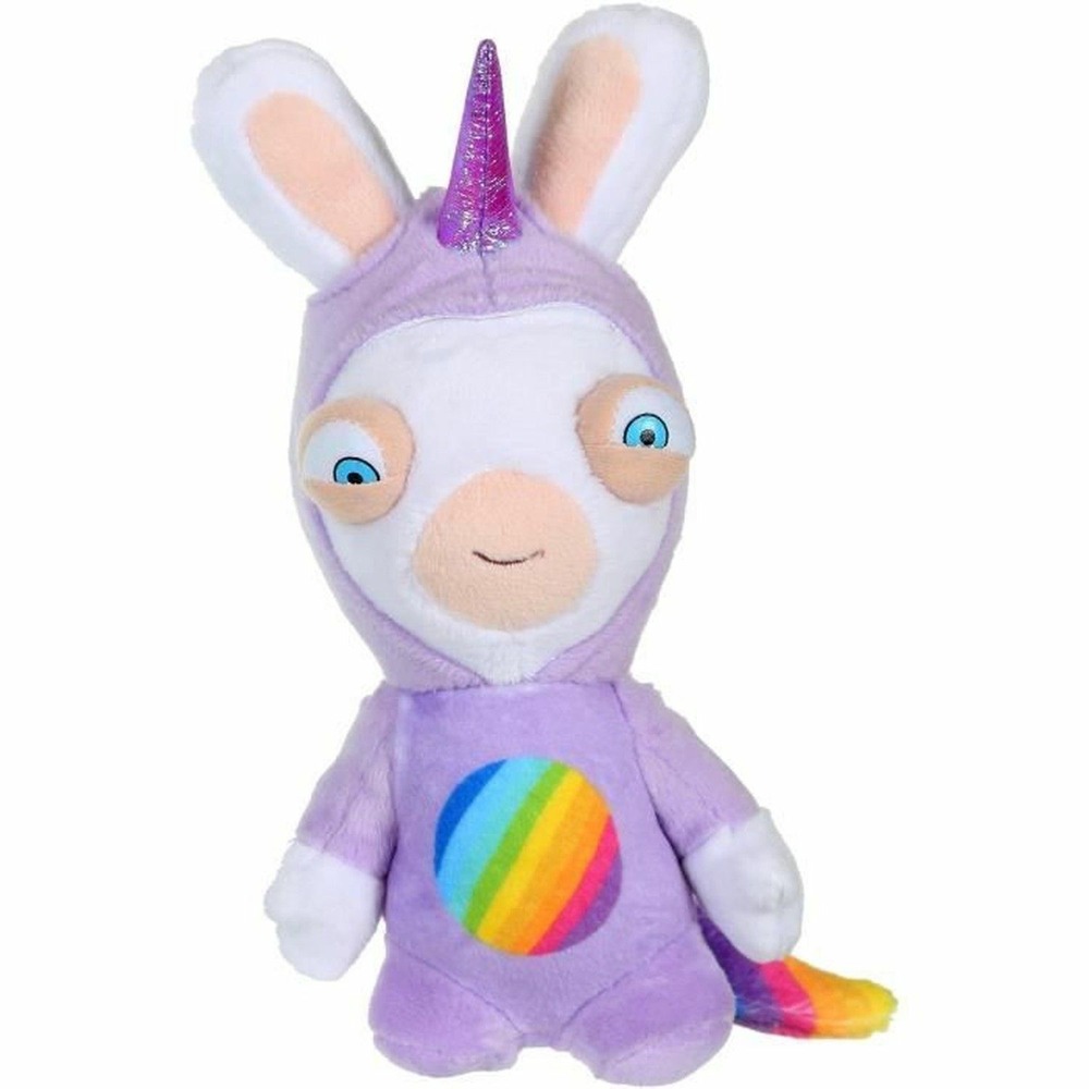 Peluche lapins crétins licorne lapicorne sonore mauve 18 cm