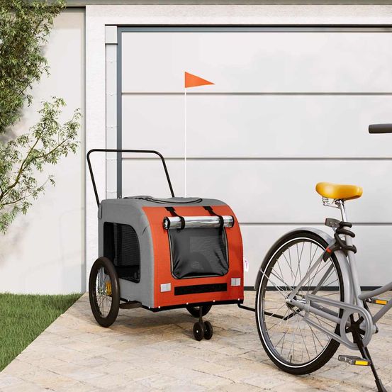 Remorque vélo grand chien cadre acier transport spacieux et sécurisé orange