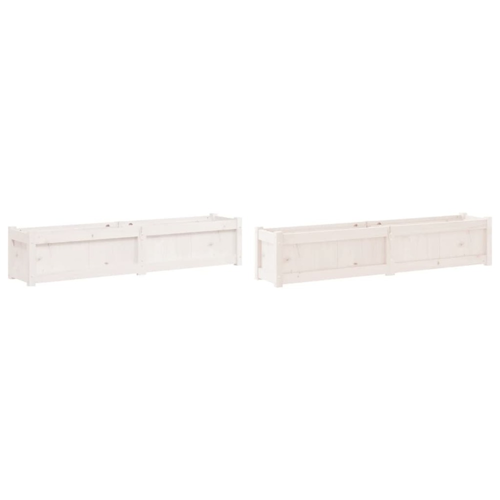 Jardinière bac lit surélevé plantes fleurs jardin terrasses lot de 2 bois de pin massif blanc