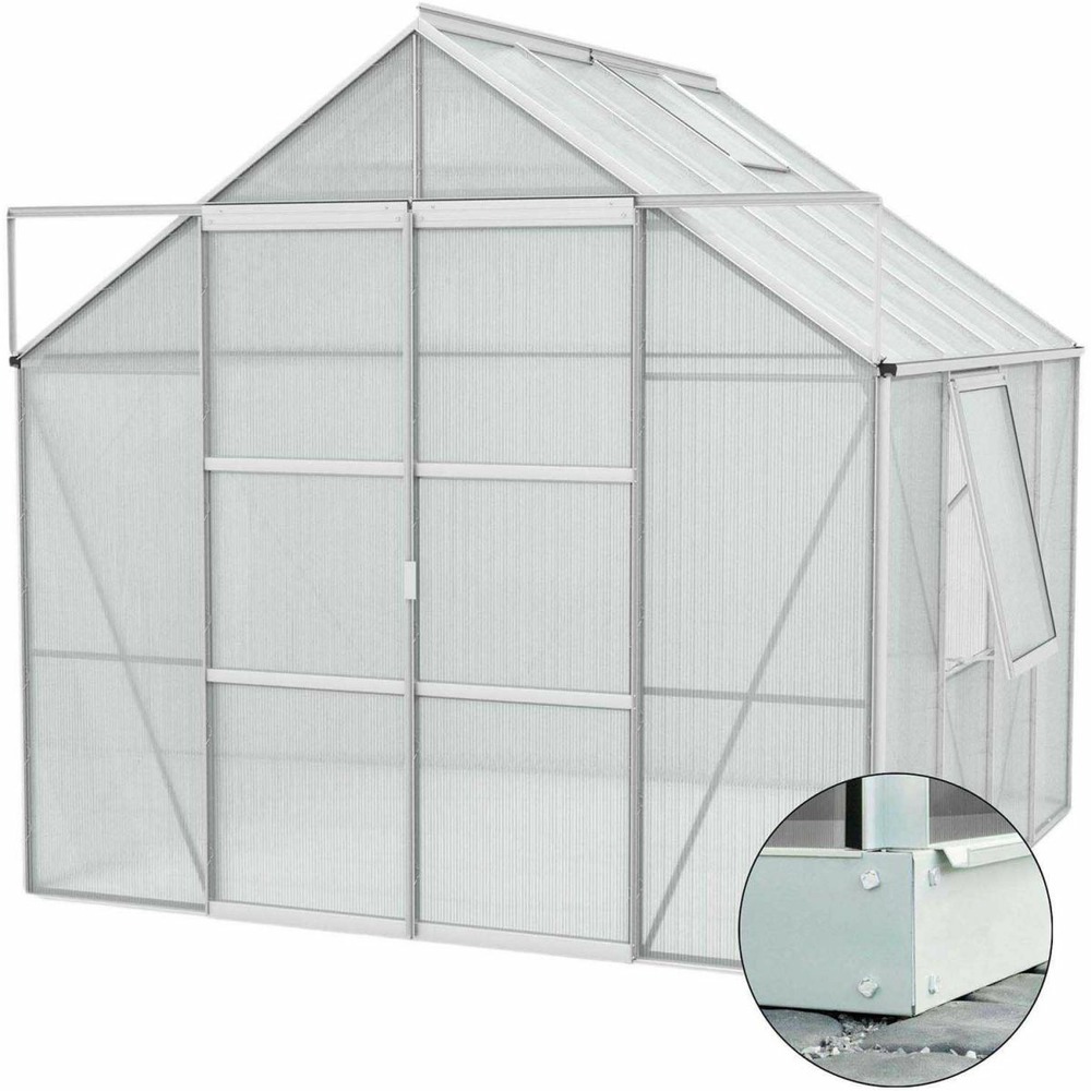 Serre de jardin en polycarbonate 6 mm et aluminium anodisé avec embase jupiter l