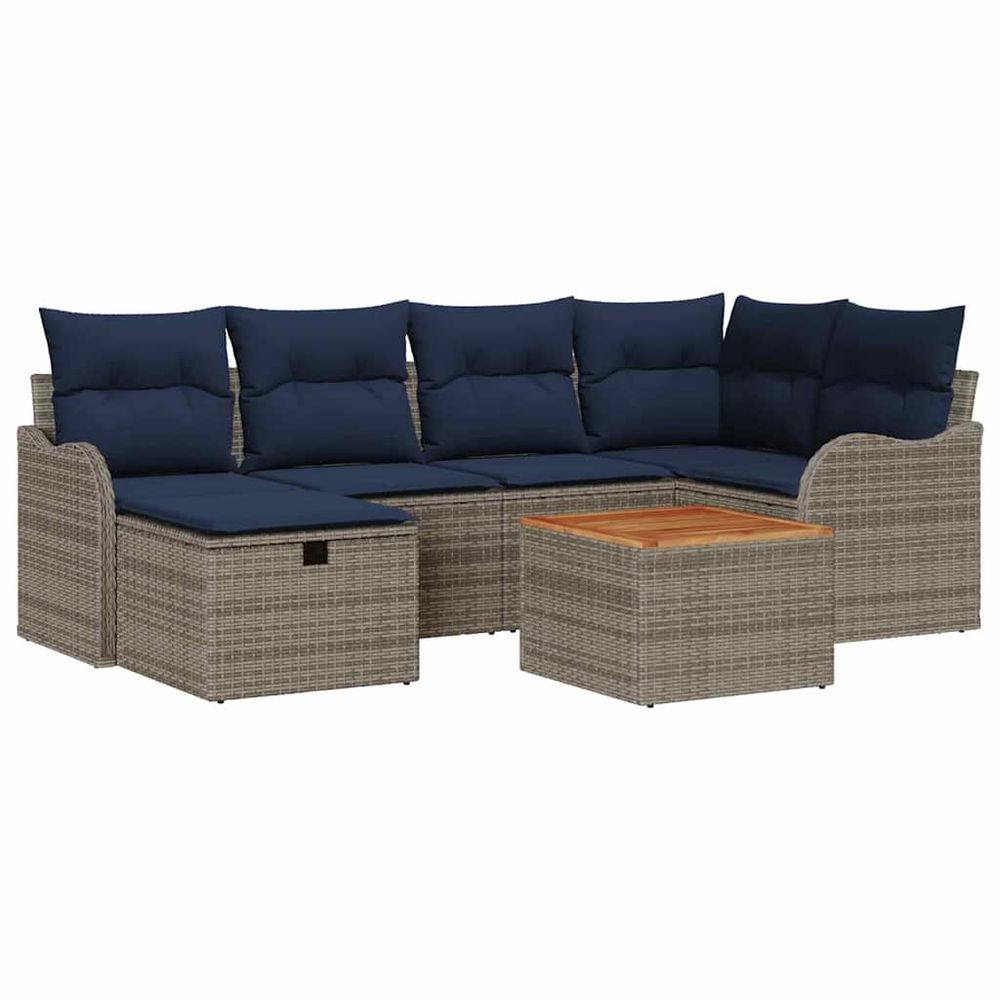 Ensemble de canapé de jardin 7 pc gris polyrotin
