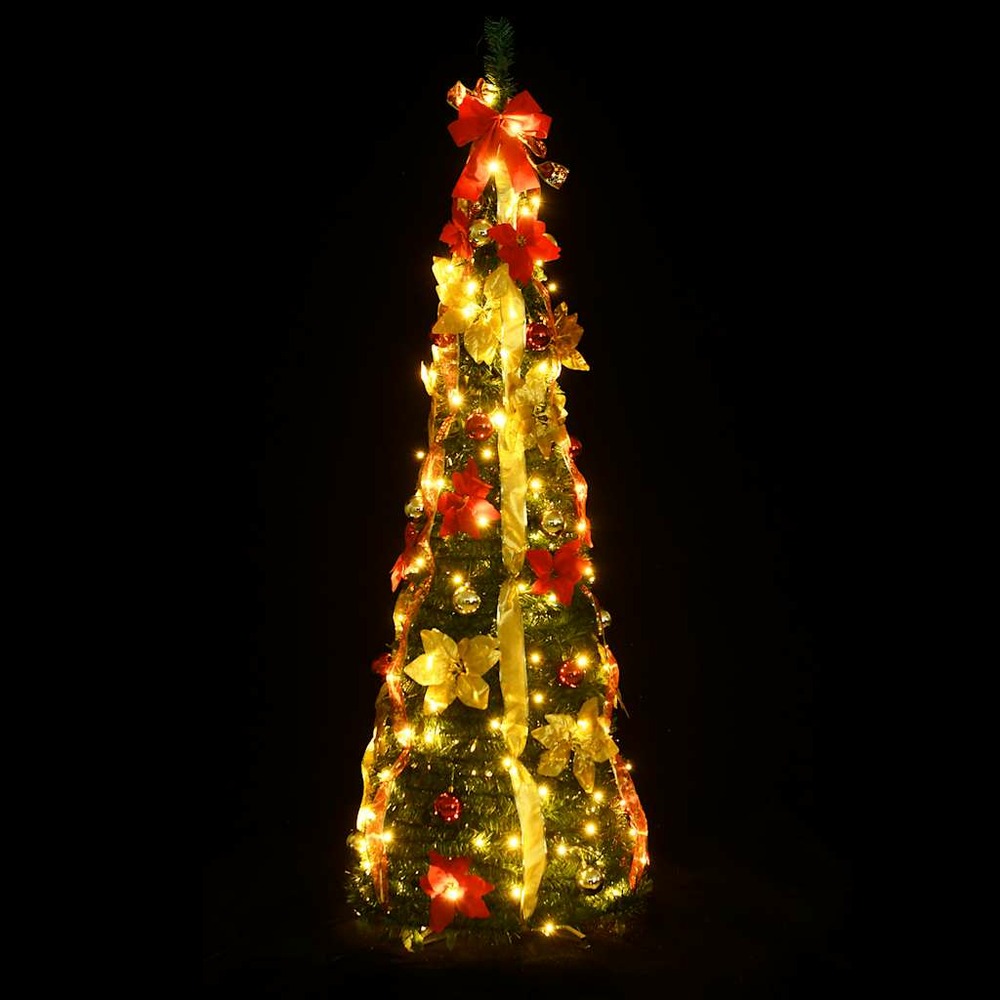 Sapin de noël artificiel escamotable 100 led vert 150 cm