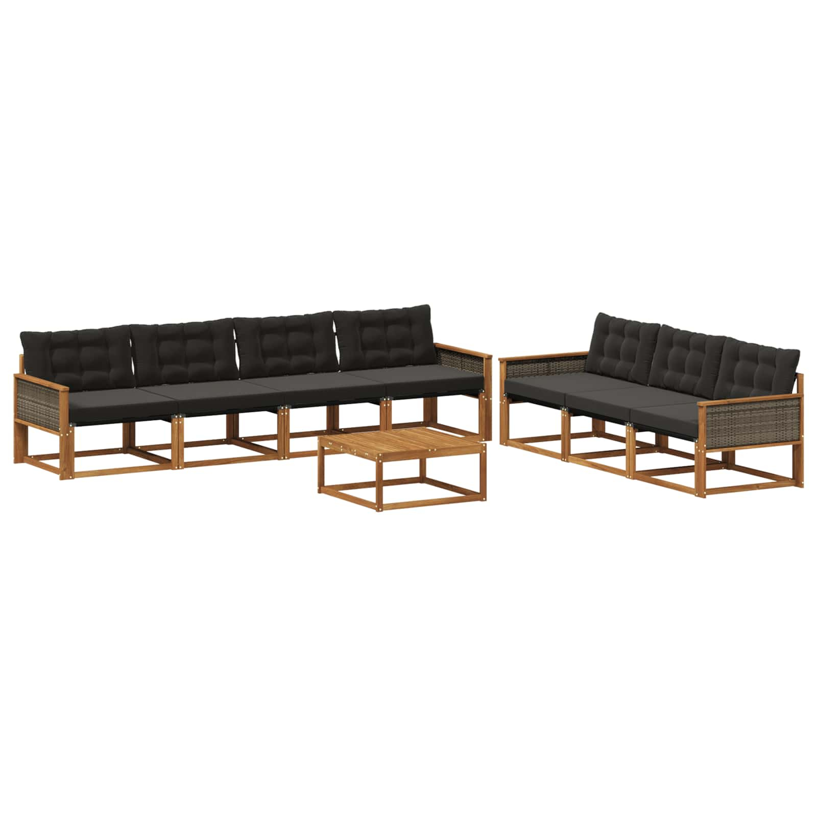 Ensemble de canapés d'extérieur 8 pcs naturel et noir